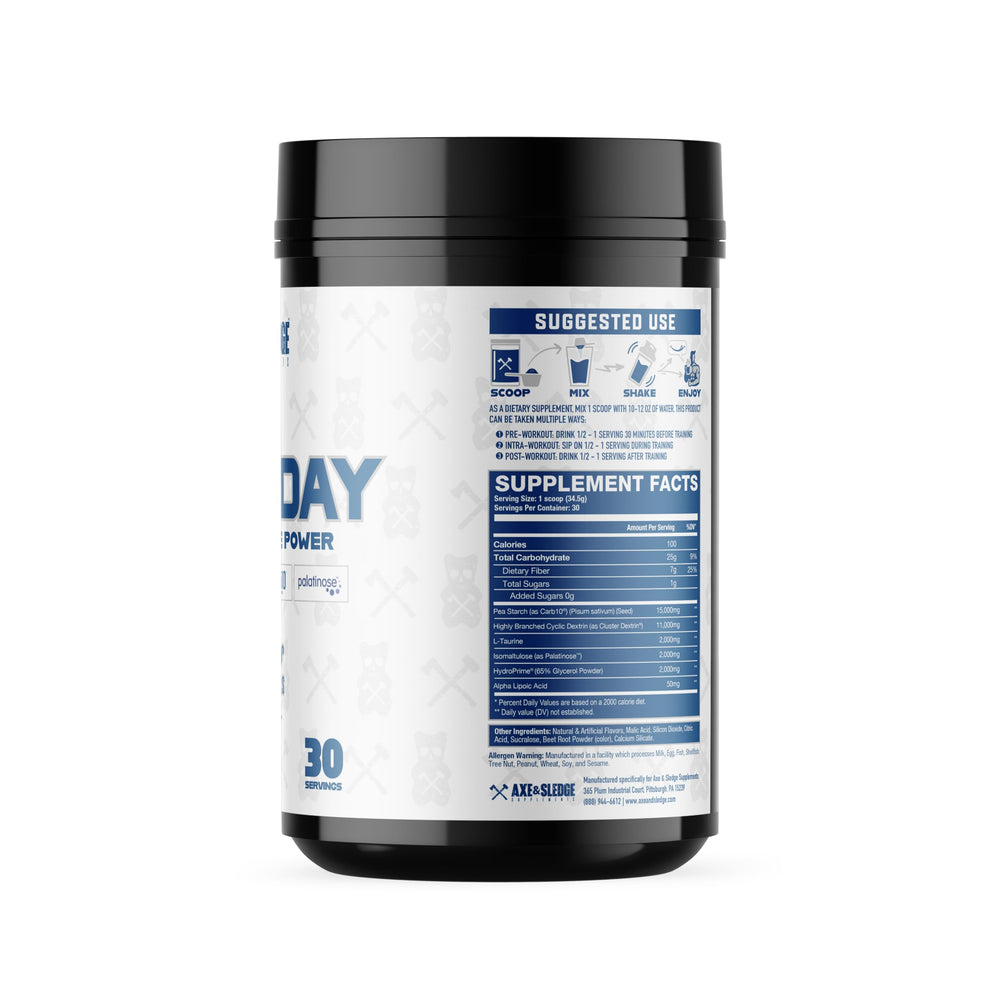 Axe & Sledge Demo Day 30-serving container suitable for long sessions.