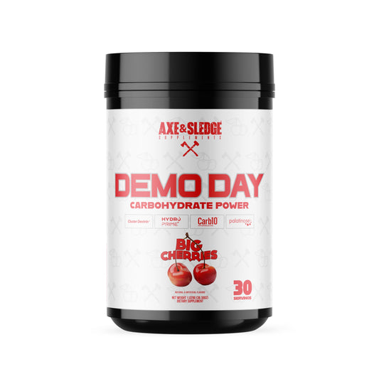 Axe & Sledge Demo Day bottle pour showing hydration and steady energy.