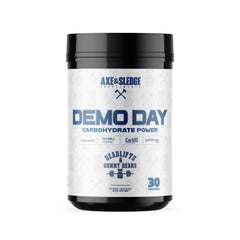 Axe & Sledge Demo Day carb powder bottle for steady workout energy.
