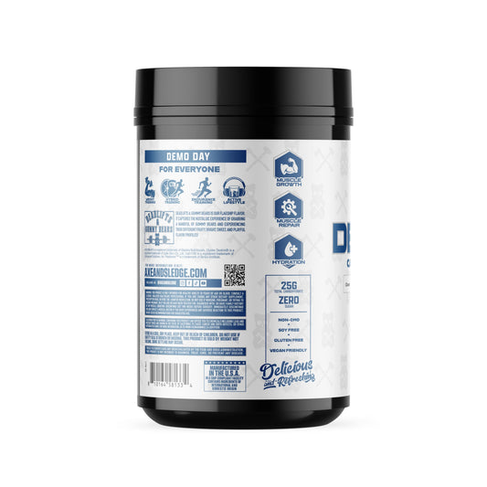 Axe & Sledge Demo Day powder being poured shows easy mixing for workouts.