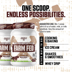 Axe & Sledge Farm Fed non-GMO badge on packaging.
