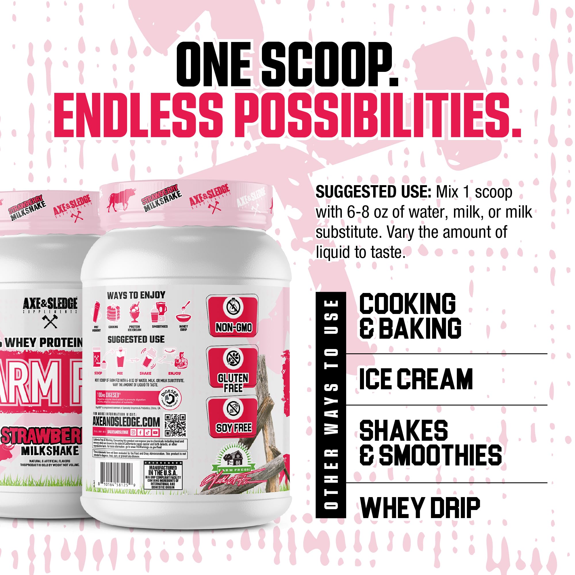 Axe & Sledge Farm Fed Strawberry Milkshake in a shaker