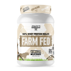 Axe & Sledge Farm Fed whey bottle signals pure protein for lean muscle support.
