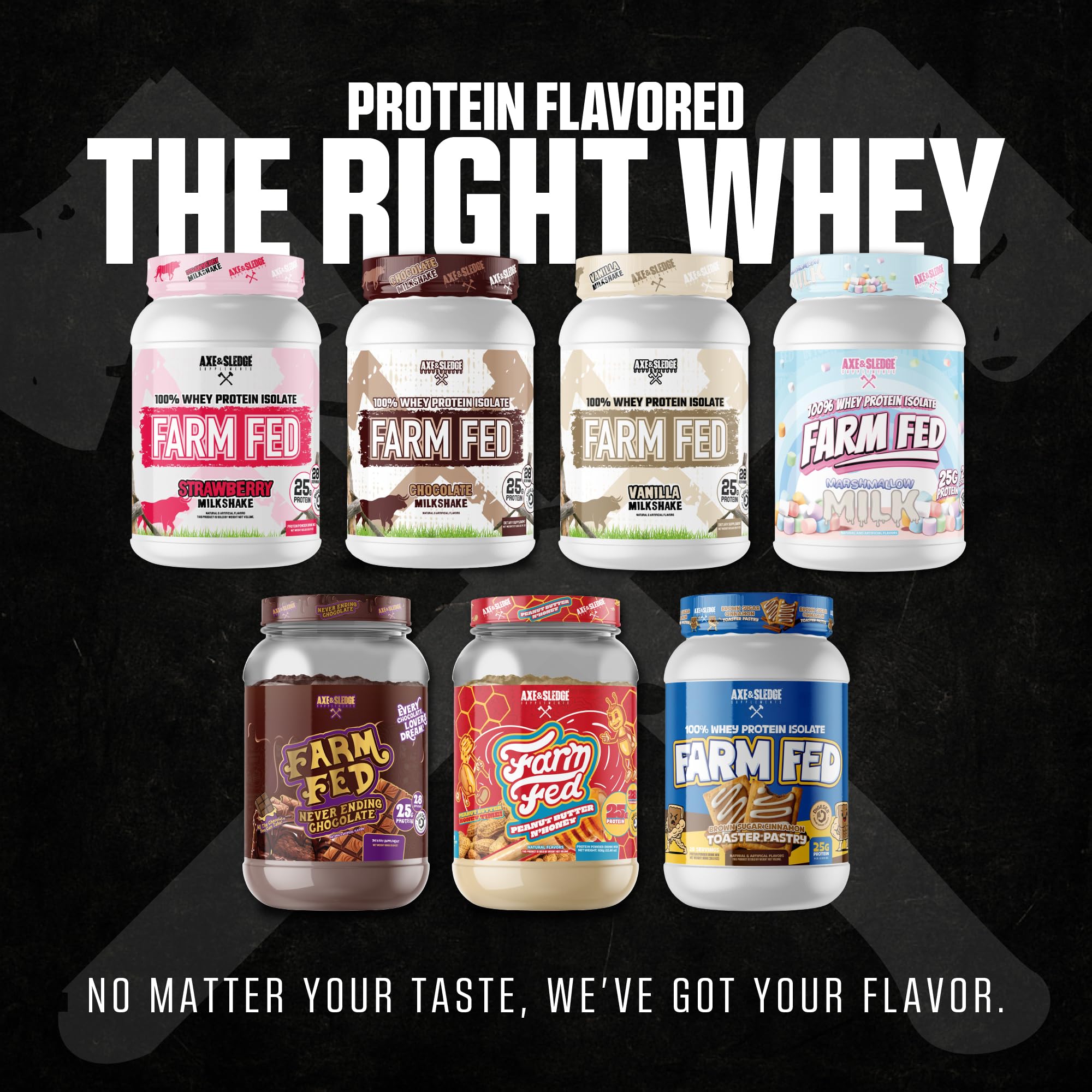 Packaging shot of Farm Fed Peanut Butter N' Honey flavor tub.