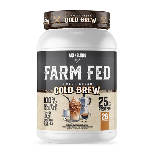 Axe Sledge Farm Fed whey isolate tub promotes lean muscle support