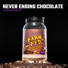 A ready-to-shake Farm Fed whey protein shake showing quick mixability.