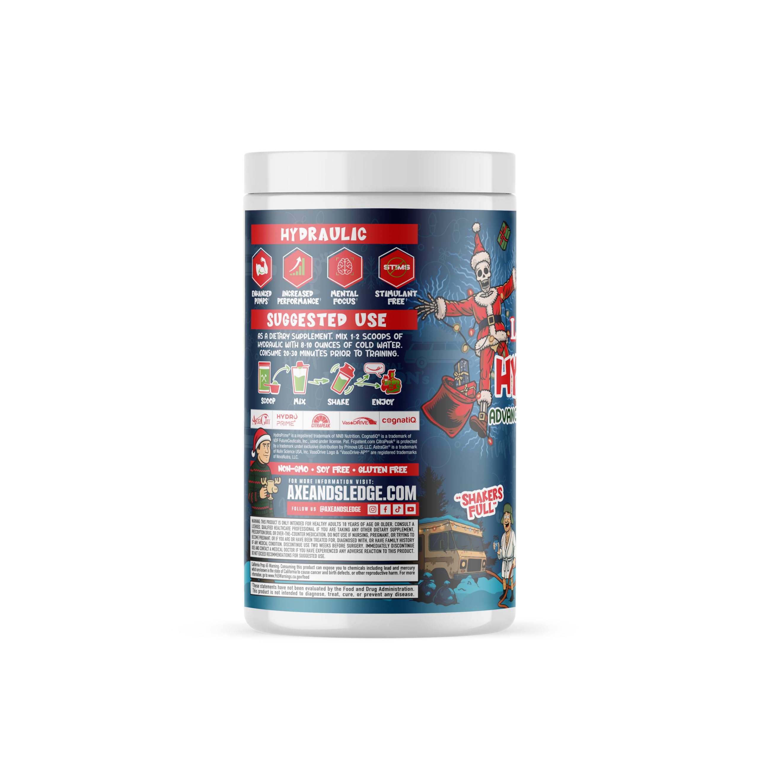 Axe & Sledge Hydraulic bottle with pump visuals illustrating a vascular look.