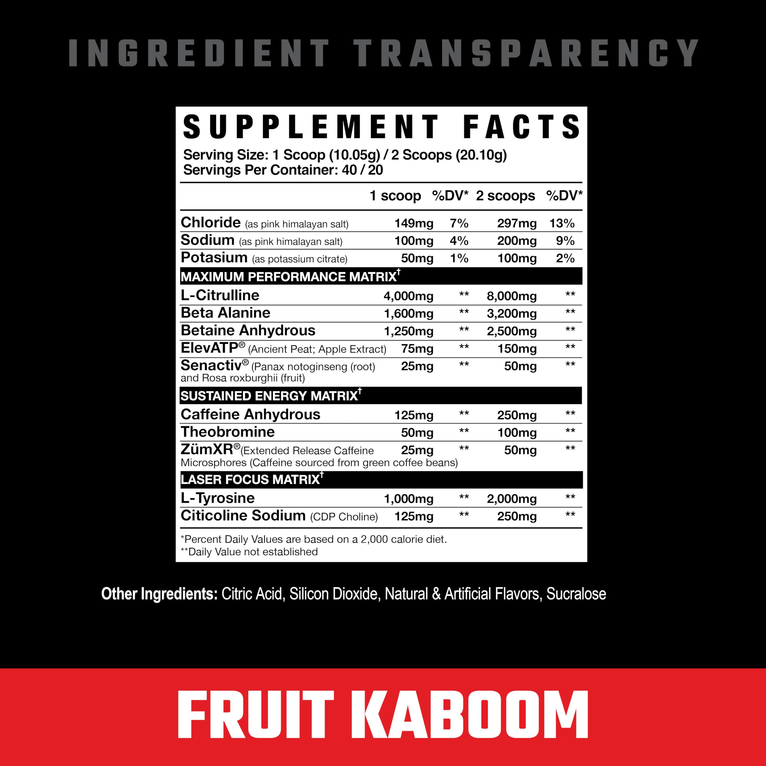 Axe Sledge Intake ingredients panel highlighting L-Citrulline and ElevATP for pumps and strength