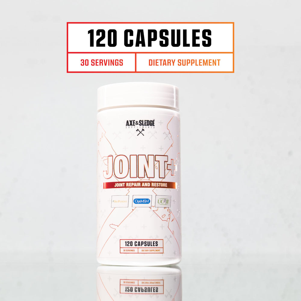 Axe & Sledge Joint+ Bioperine capsule closeup illustrating enhanced nutrient absorption.