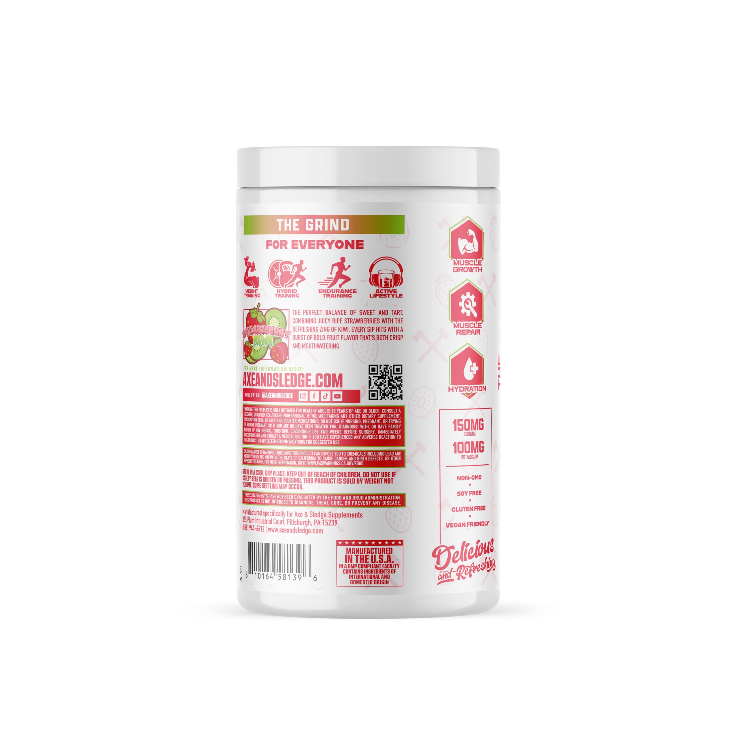 Scoop of The Grind with Strawberry Kiwi flavor ready to mix for training.