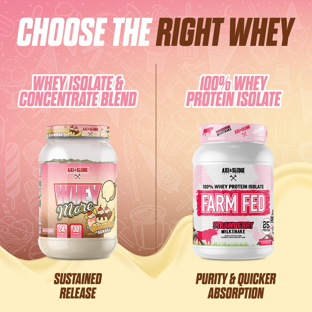 Axe & Sledge Whey More oats bowl mixed with creamy powder.