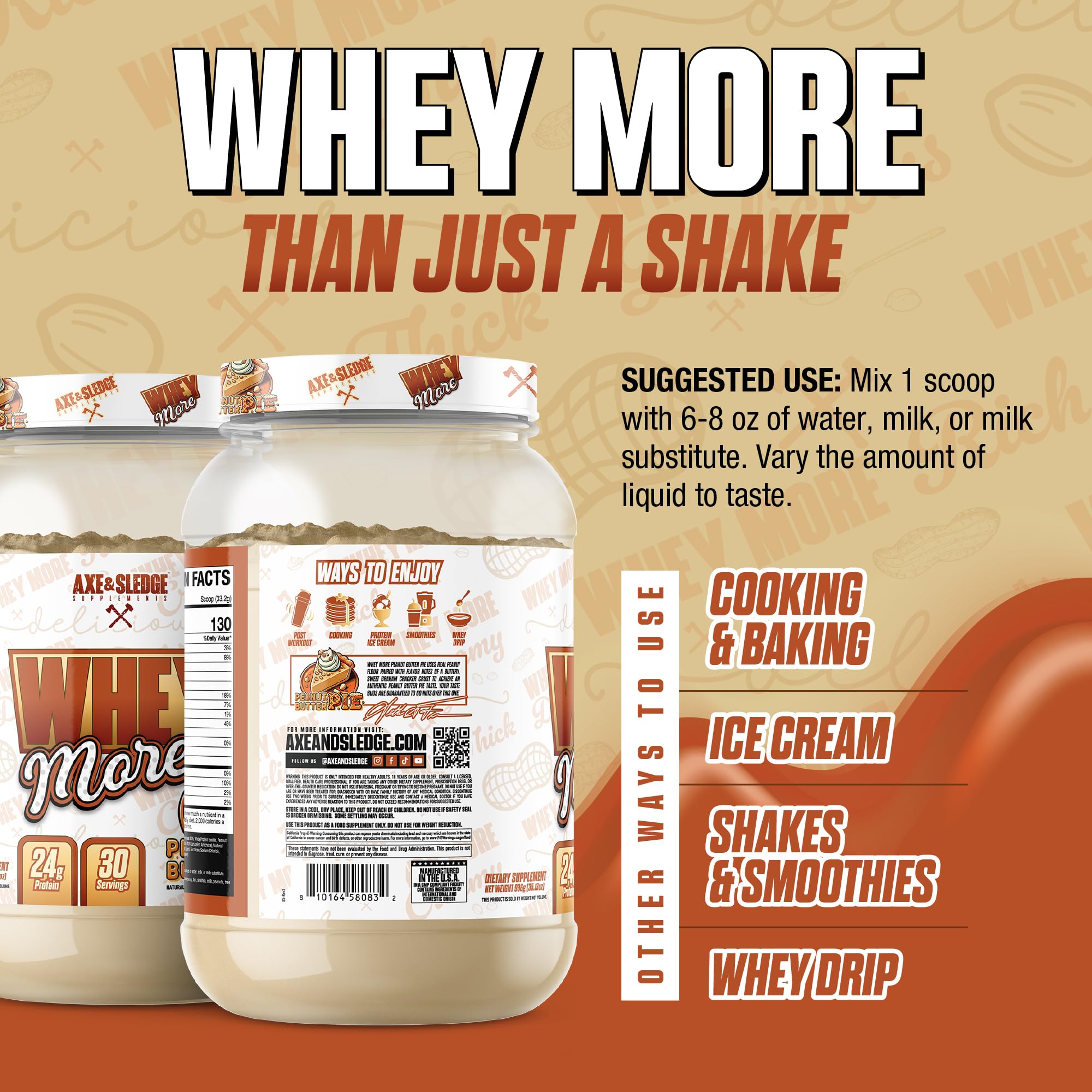 Axe and Sledge WHEY MORE pancakes stack with protein-packed batter