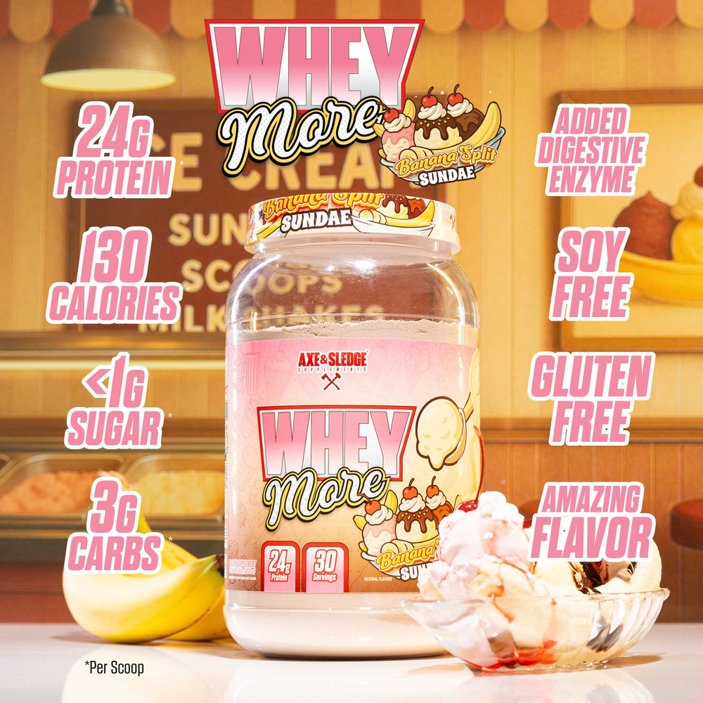 Axe & Sledge Whey More shake glass shows a thick, luxurious texture.
