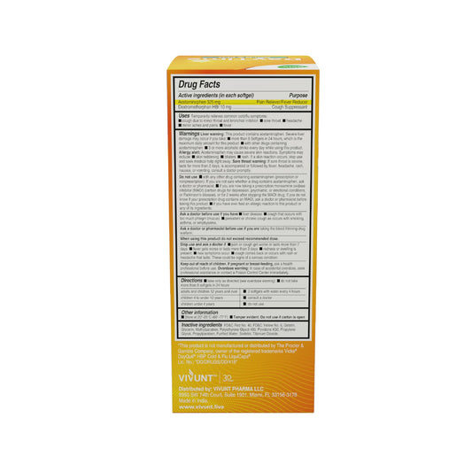 AXIV Daytime Softgels two softgels pour showing quick relief.