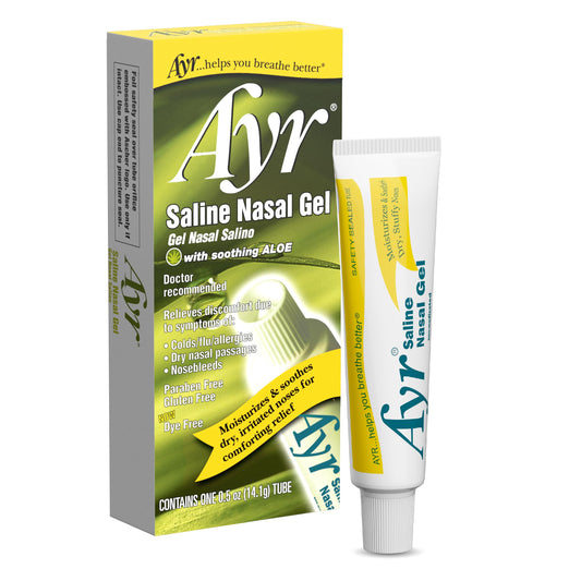 AYR saline nasal gel application demonstrates easy use