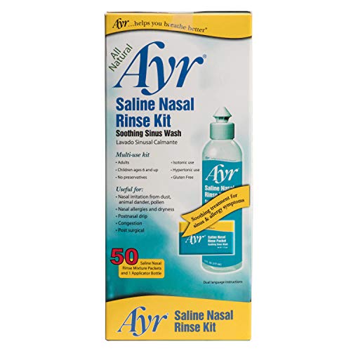 AYR saline packets ready to use with the applicator bottle