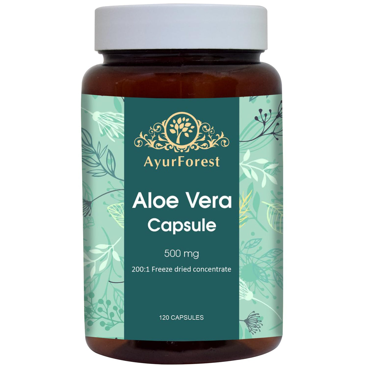 Ayurforest Aloe Vera Capsule bottle for daily wellness on the go.