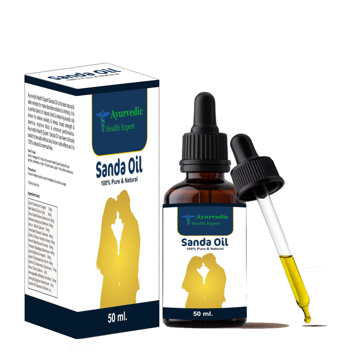 AYURVEDIC HEALTH EXPERT Sanda Oil 50ml bottle ready for soothing massage and vitality
