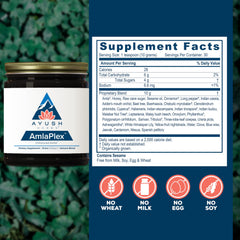 Ayush Herbs AmlaPlex spoon and jar for convenient daily servings