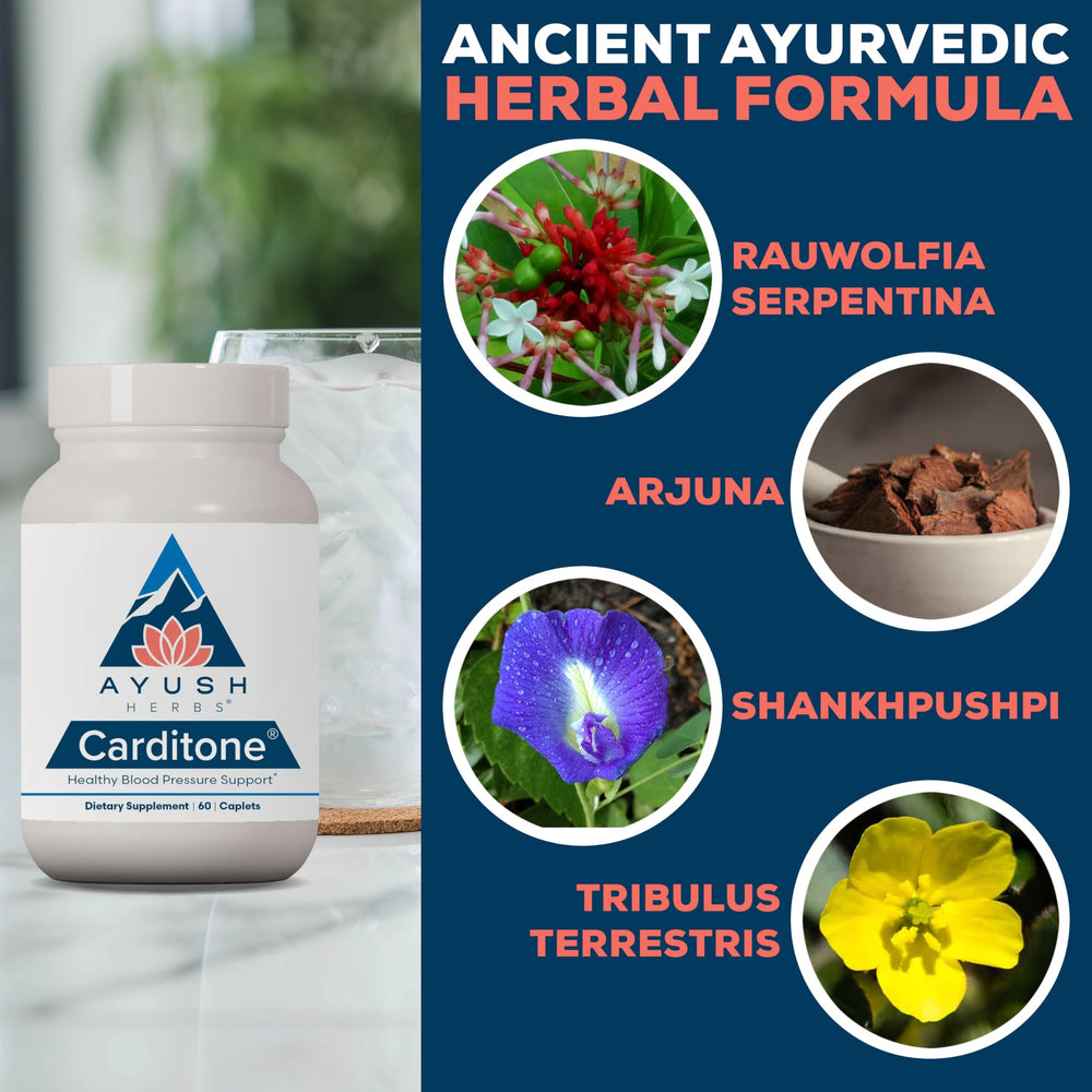 Ayush Herbs Carditone label and packaging signaling holistic heart support.