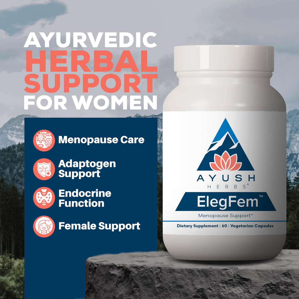 Closeup of ElegFem capsules highlighting convenient daily use for energy and vitality