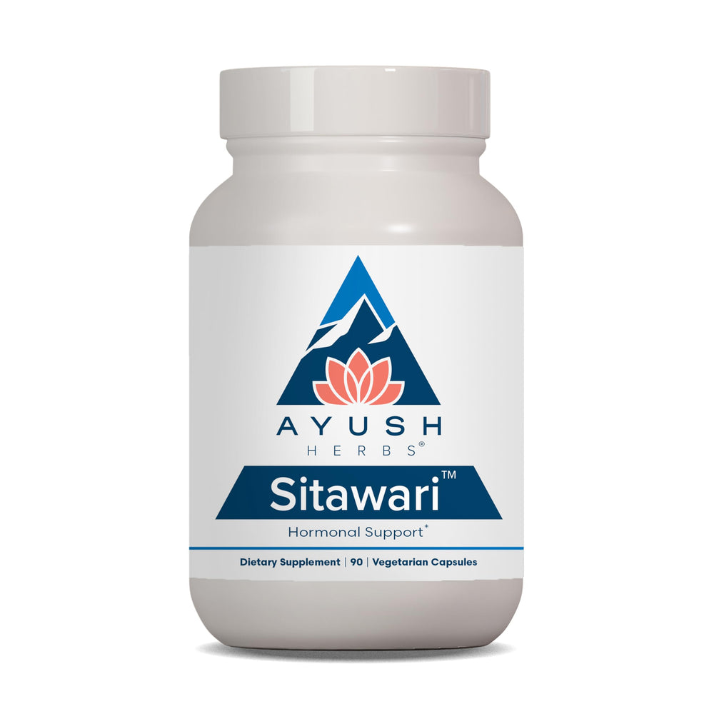 Ayush Herbs Sitawari capsules packaging promotes herbal wellness support for women.