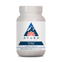 Ayush Herbs Trifal Digestive Support bottle label featuring amla for balanced digestion