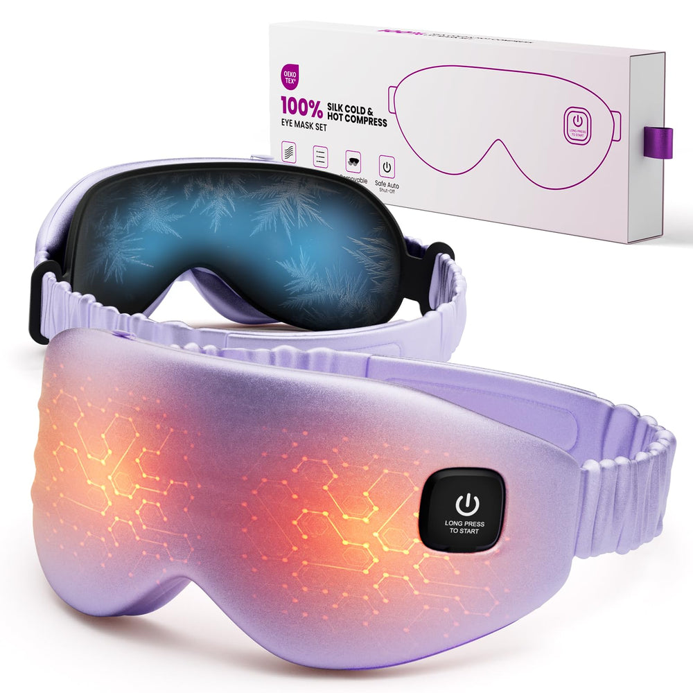 Azang silk wireless heated eye mask cooling in use for overnight relief