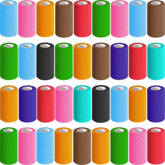 AZEN 36-pack self-adhesive bandage wrap colors closeup for versatile wound care