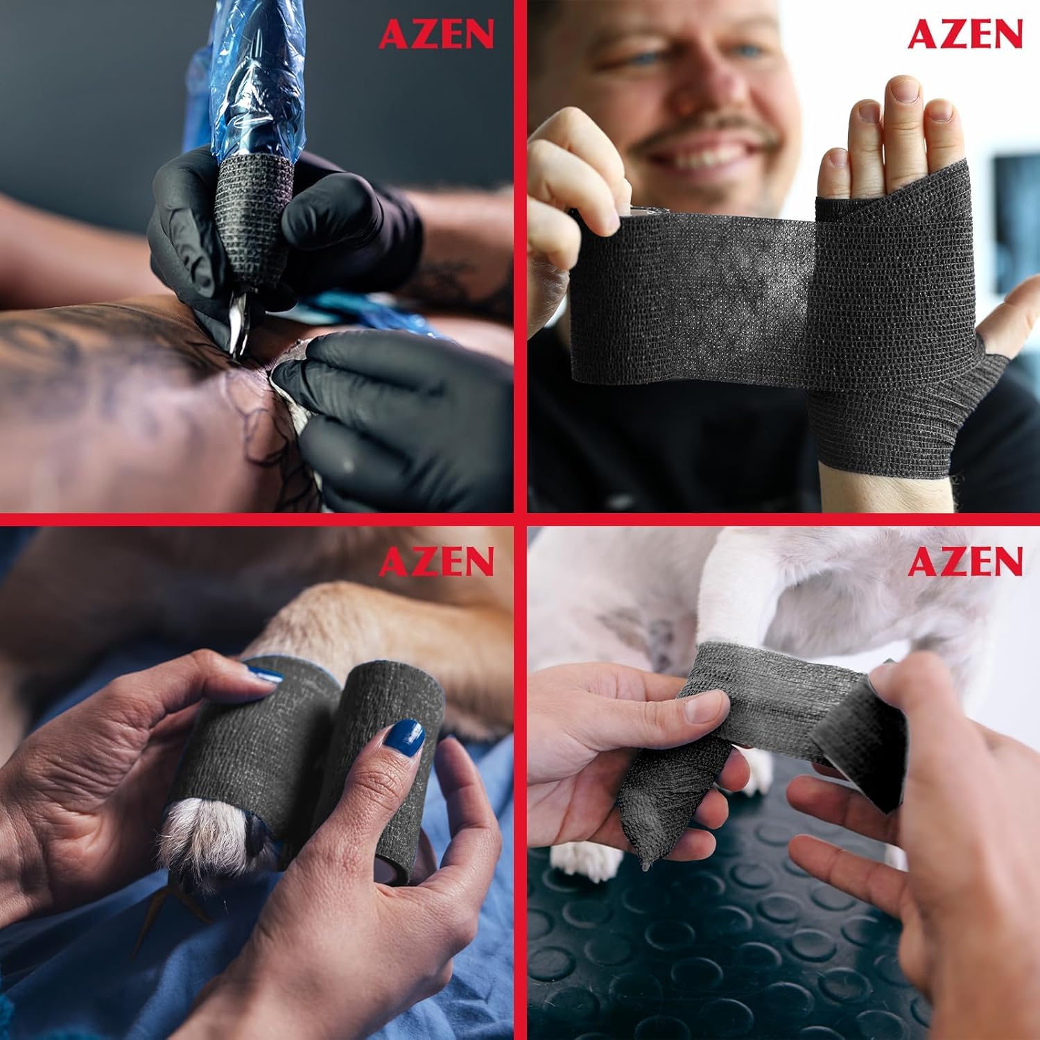 AZEN self-adhesive wrap removes cleanly with no sticky residue