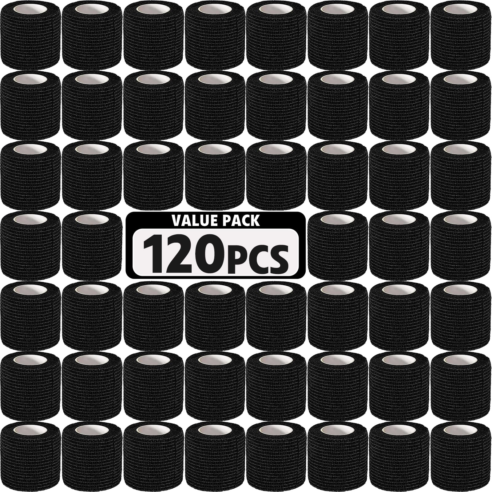 AZEN self-adhesive bandage wrap black rolls for secure, skin-safe wrapping
