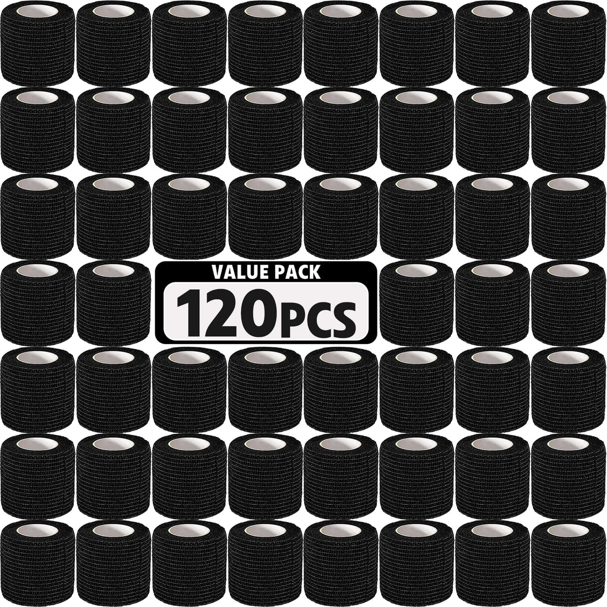 AZEN self-adhesive bandage wrap black rolls for secure, skin-safe wrapping