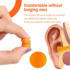 AZEN soft foam ear plugs inserted in ear for comfort.