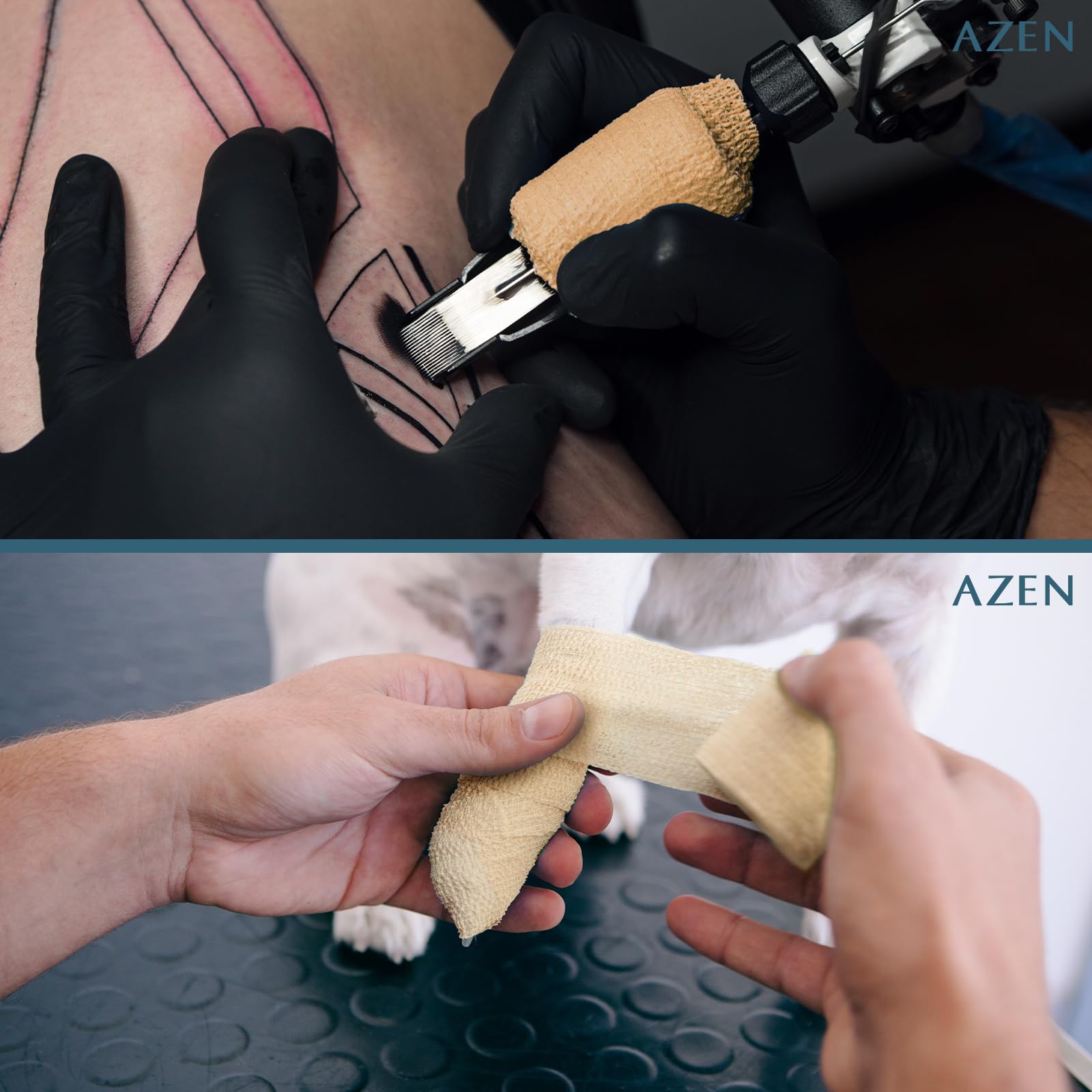 AZEN tattoo grip wrap close-up suggests reliable grip for tattoo aftercare.