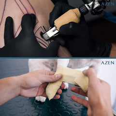 AZEN tattoo grip wrap close-up suggests reliable grip for tattoo aftercare.