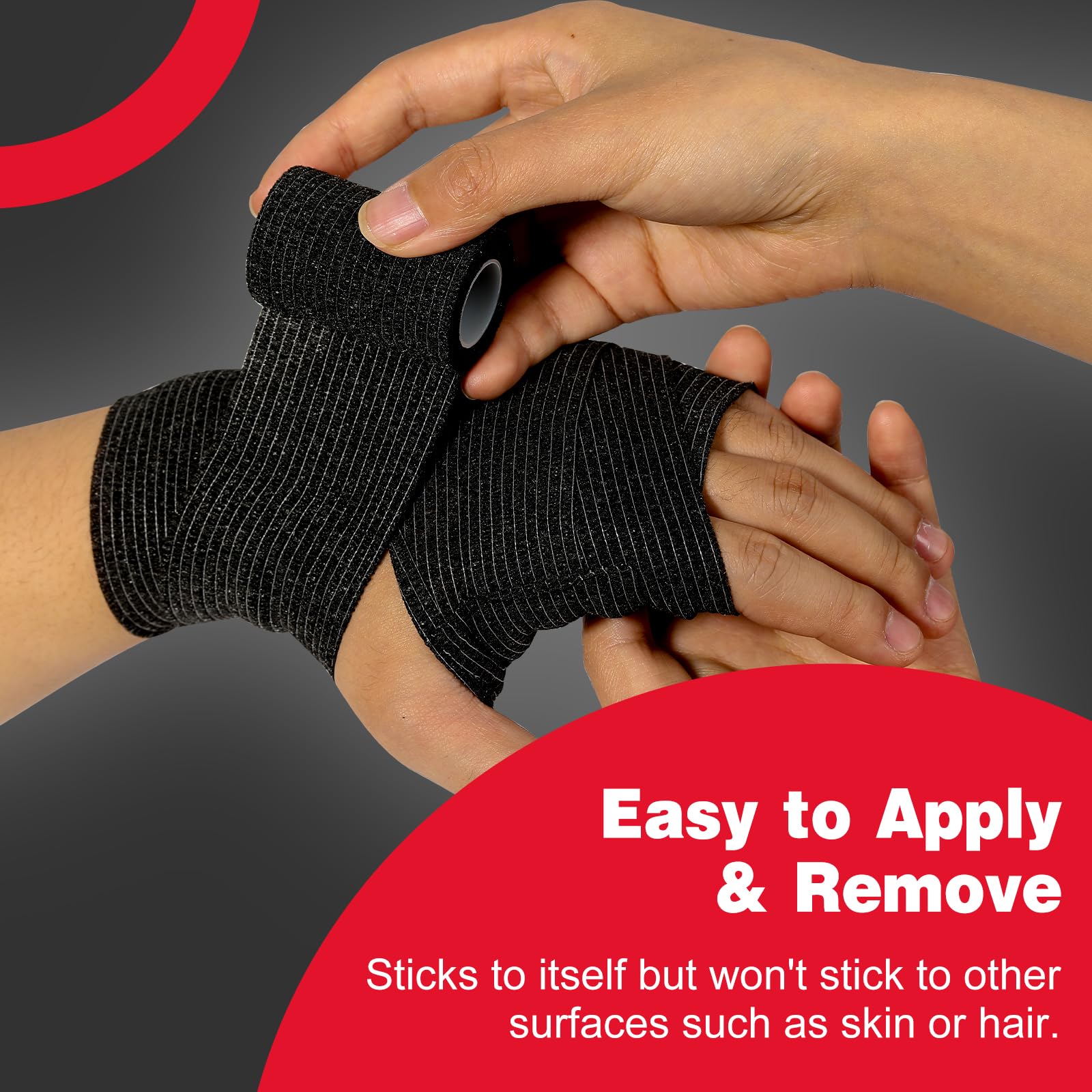 AZEN vet wrap bandage wrap in black showing gentle adhesion for pets
