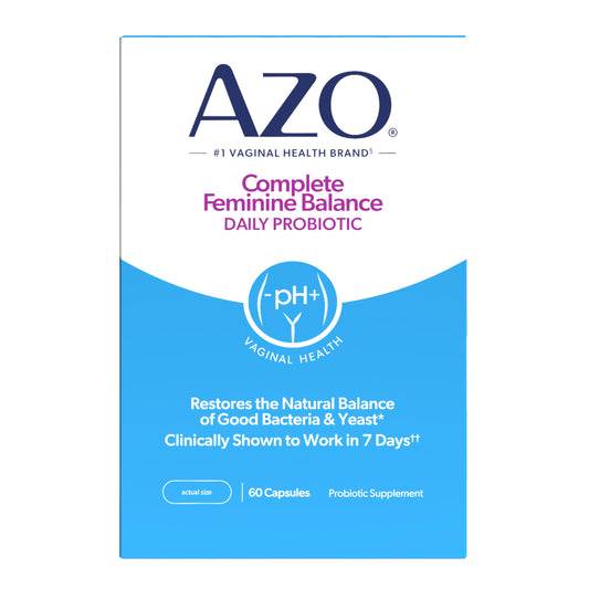 AZO Complete Feminine Balance bottle for daily vaginal health support