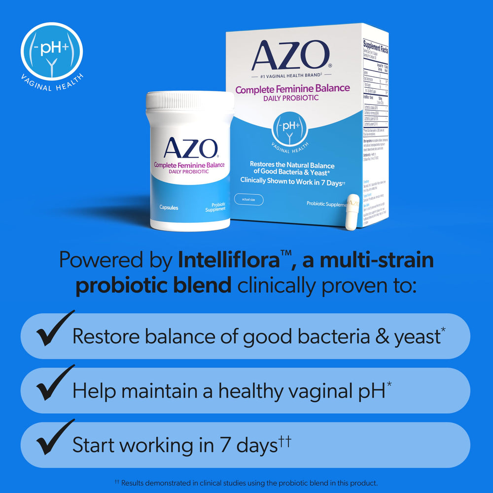 AZO Complete Feminine Balance capsules for daily use