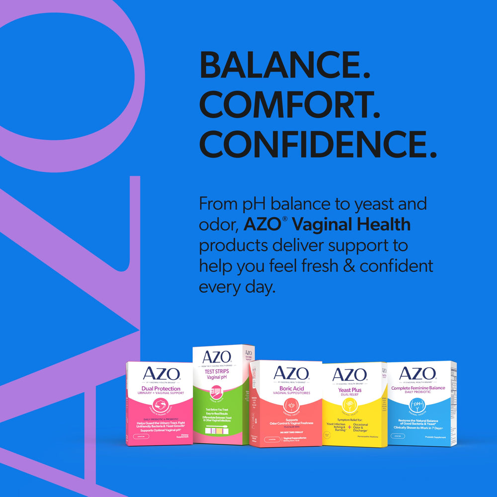 AZO Complete Feminine Balance female-health illustration conveying wellness