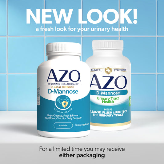 AZO D-Mannose capsules closeup shows easy-to-swallow daily use.