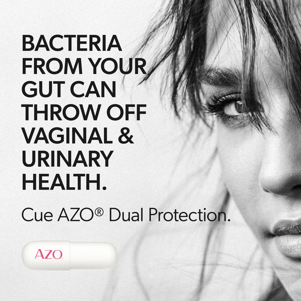 Woman taking AZO Dual Protection capsule as part of morning routine