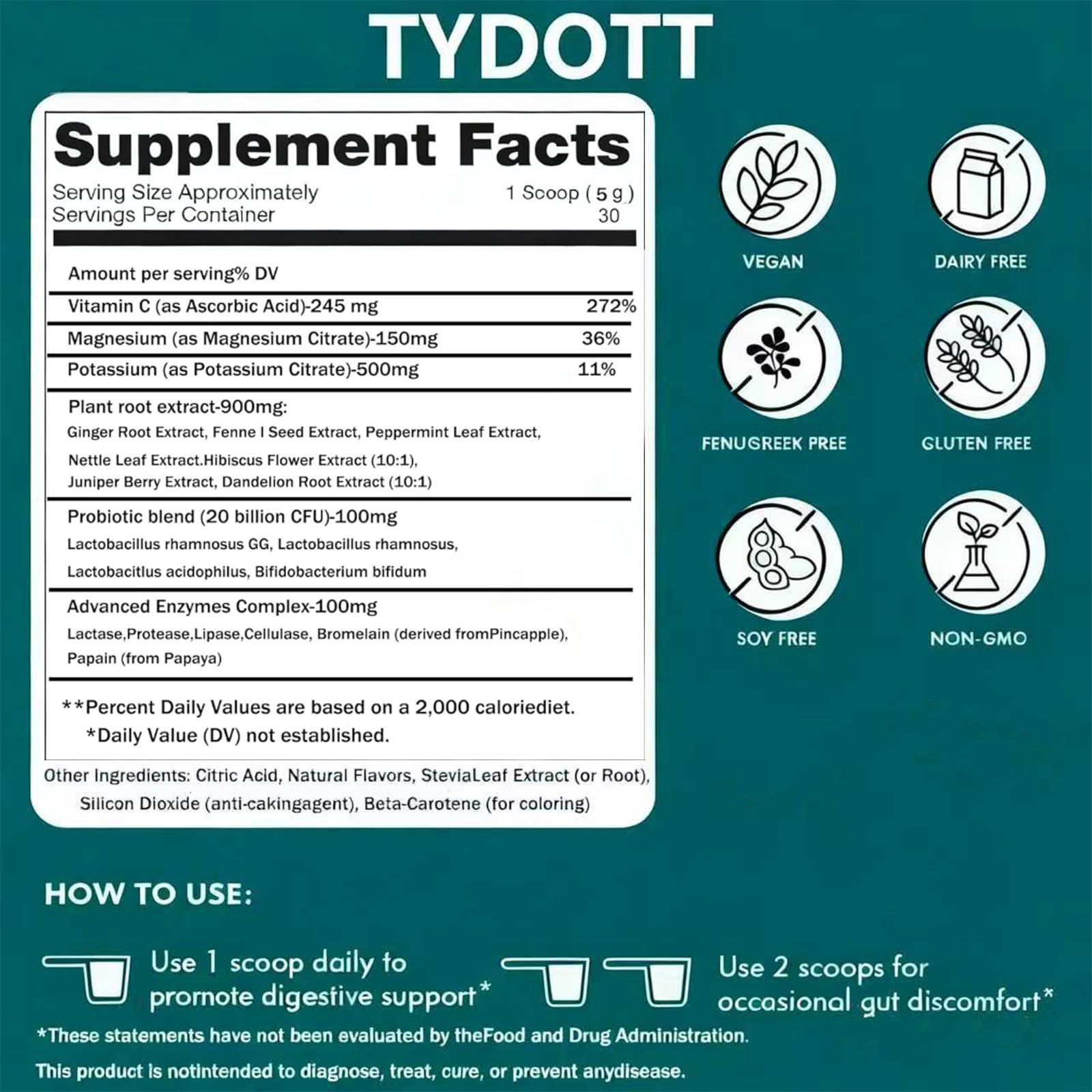 AZX TYDOTT Debloat Pro packaging box emphasizes vegan, additive-free composition