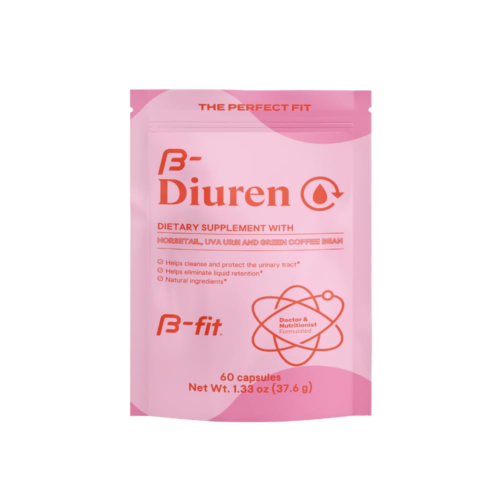 B-FIT B Diuren bottle front view highlighting natural ingredients for fluid balance