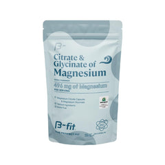 B-FIT B magnesium bottle front, vegan formula for daily wellness and high absorption.