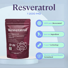 Close-up of B-FIT B Resveratrol capsules for convenient vegan daily use.