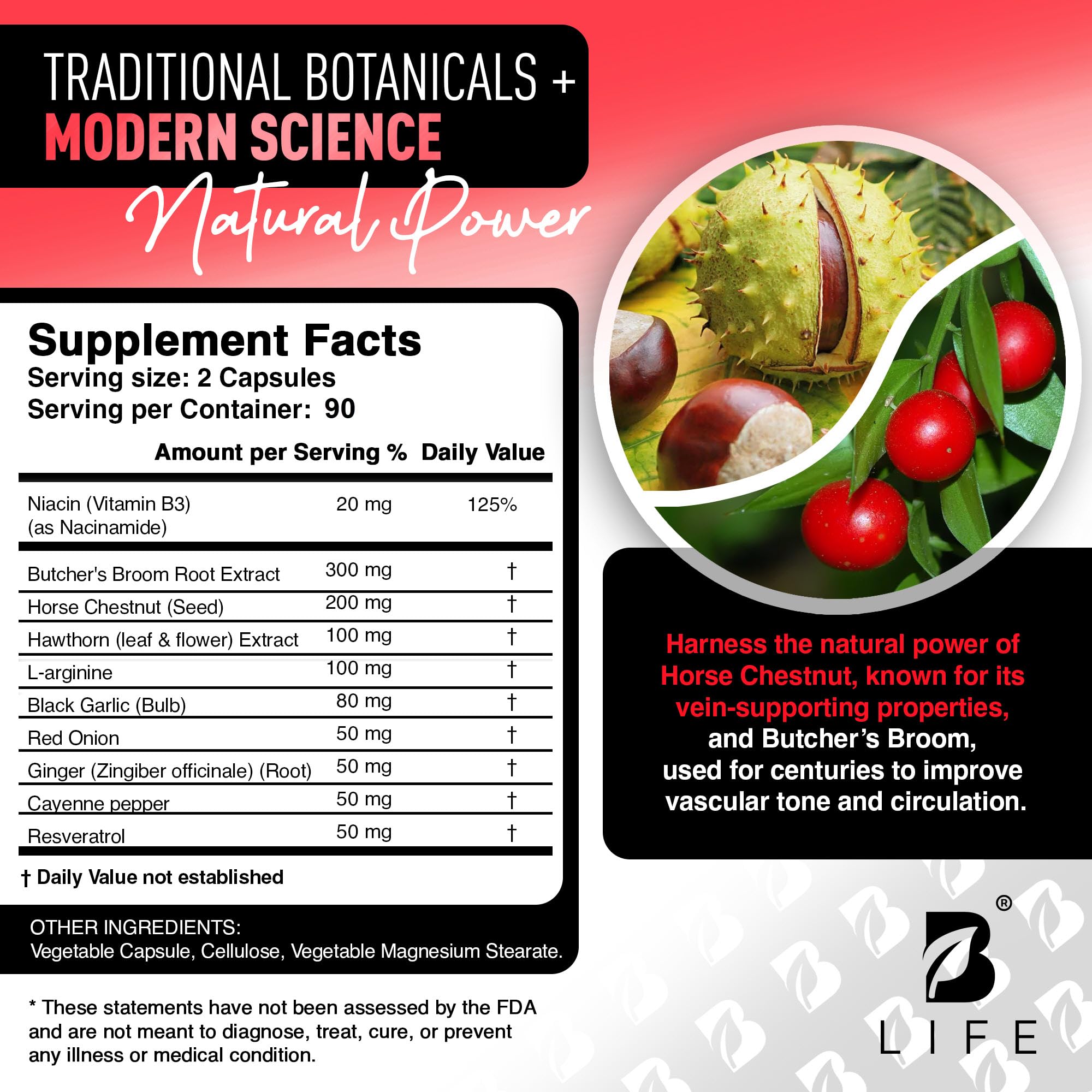 B Life Circulation Complex label shows key ingredients for vascular support.