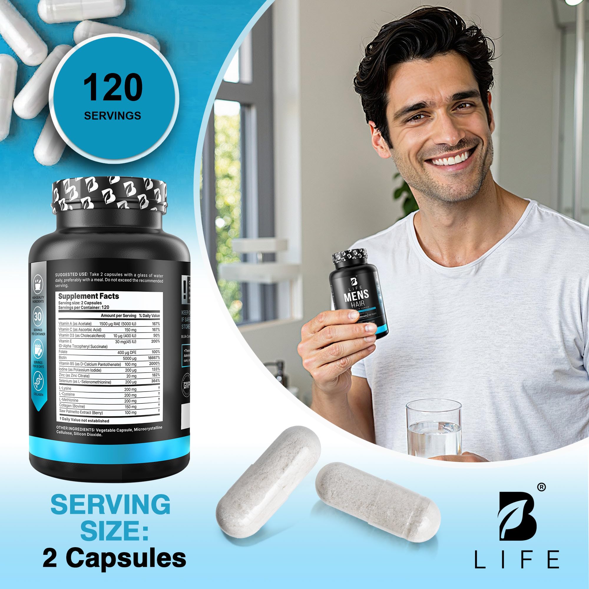 B Life Company skincare and hair health vitamins with zinc and selenium