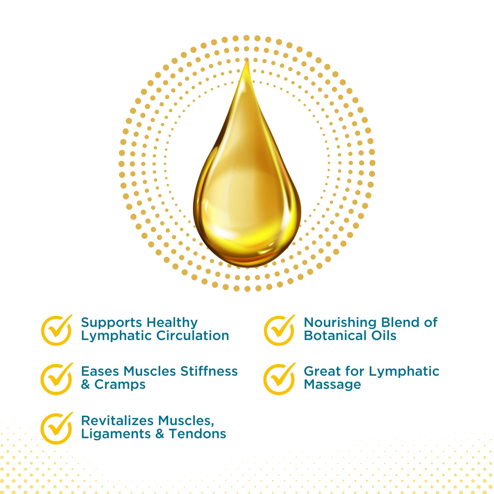 Baar LymphoCare bottle closeup highlighting rich oil blend for skin nourishment