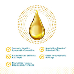Baar LymphoCare bottle closeup highlighting rich oil blend for skin nourishment
