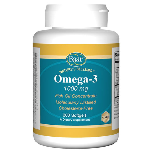 Baar Omega-3 1000mg bottle highlights premium fish oil for daily wellness